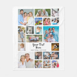 Modern 19 Foto Collage Persoonlijk Wit Fleece Deken