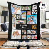 Modern 19 Photo Collage Persoonlijk Zwart Fleece Deken