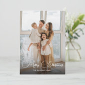 Modern 1 foto familie kerst feestdagenkaart (Staand voorkant)