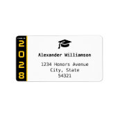 Modern 1 foto Goud Zwart Afstuderen Adres Etiket (Voorkant)