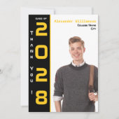 Modern 1 foto Goud Zwart Afstuderen Bedankkaart (Voorkant)