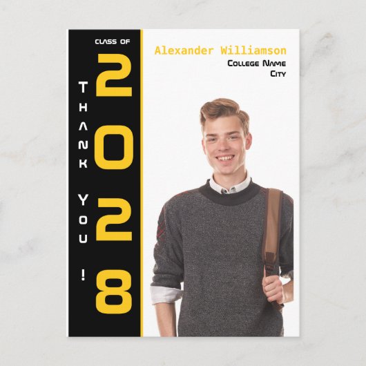 Modern 1 foto Goud Zwart Afstuderen Dank u Briefkaart (Voorkant)