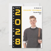 Modern 1 Foto Goud Zwart QR Code Afstudeerder Part Kaart (Voorkant)