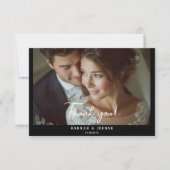 Modern, 1 foto, handschrift, bruiloft" Dank u " Bedankkaart (Voorkant)