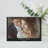 Modern, 1 foto, handschrift, bruiloft" Dank u " Bedankkaart (Staand voorkant)