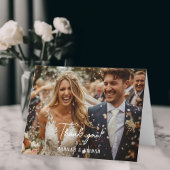 Modern, 1 foto, handschrift, bruiloft" Dank u " Bedankkaart