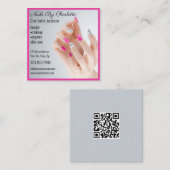 Modern 1 foto Nail Art Manicure QR-code Vierkante Visitekaartje (Voorkant / Achterkant)