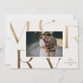 Modern 1 foto nep goud vrolijk kerstfeest  feestdagenkaart (Voorkant)