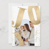 Modern 1 foto Vrolijk Kerstfeest Vreugde Boog Goud Feestdagenkaart