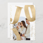 Modern 1 foto Vrolijk Kerstfeest Vreugde Boog Goud Feestdagenkaart (Voorkant / Achterkant)