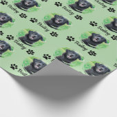 Modern 1 Pet Paw Print foto naam Groen Cadeaupapier (Hoek)