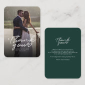 Modern 1 Photo Hand-Lettered Wedding Thank You Notitiekaartje (Voorkant / Achterkant)