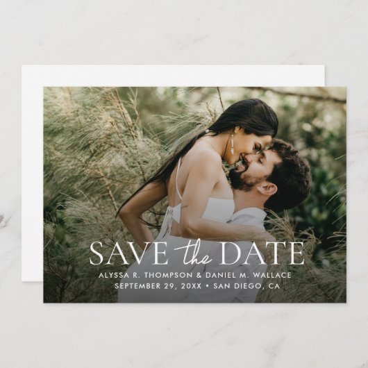 Modern 1 Photo QR Code Wedding Website  Save The Date (Voorkant / Achterkant)