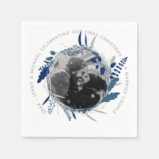 MODERN 1e JAARGANG Verloofd of Getrouwd FOTO Feest Servet (Voorkant)