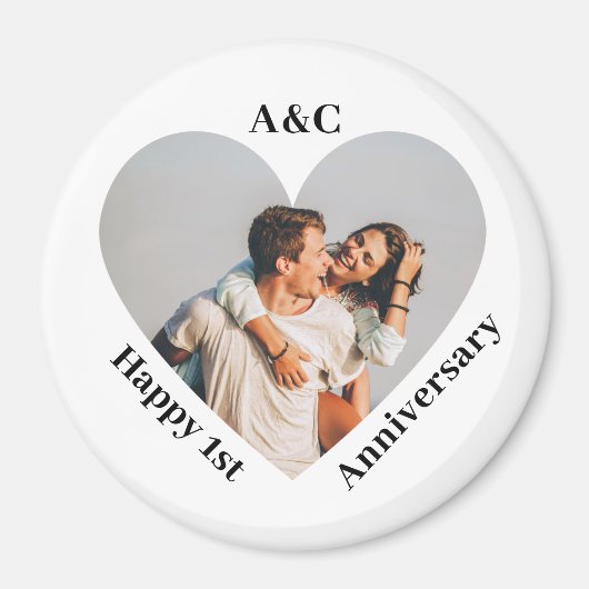 Modern 1e Jubileum paar Keepsake hart Magneet (Voorkant)