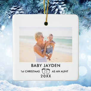 Modern 1e Kerstmis Tante Nieuwe Baby Foto Keramisch Ornament