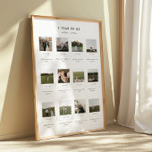 Modern 1st Anniversary 12 Photo Custom Couple Poster