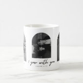 Modern 1st Anniversary Couple 3-Photo Arch Koffiemok (Center)