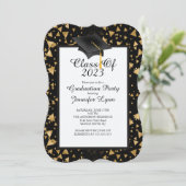 Modern 2015 Gold Black Graduation Party Invitation Kaart (Staand voorkant)