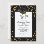 Modern 2015 Gold Black Graduation Party Invitation Kaart (Voorkant)