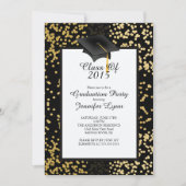Modern 2015 Gold Black Graduation Party Invitation Kaart