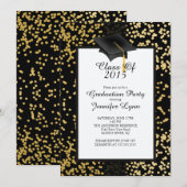 Modern 2015 Gold Black Graduation Party Invitation Kaart (Voorkant / Achterkant)