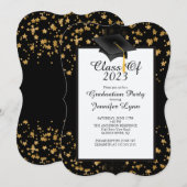 Modern 2015 Gold Star Graduation Party Invitation Kaart (Voorkant / Achterkant)