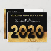 Modern 2020 Afstuderen Save The Date Gold Briefkaart (Voorkant / Achterkant)