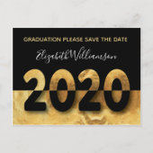 Modern 2020 Afstuderen Save The Date Gold Briefkaart (Voorkant)