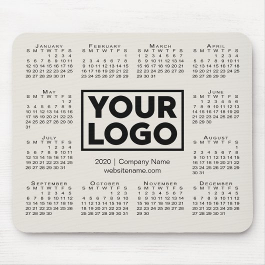Modern 2020 Calendar Business Company Logo Beige Muismat (Voorkant)