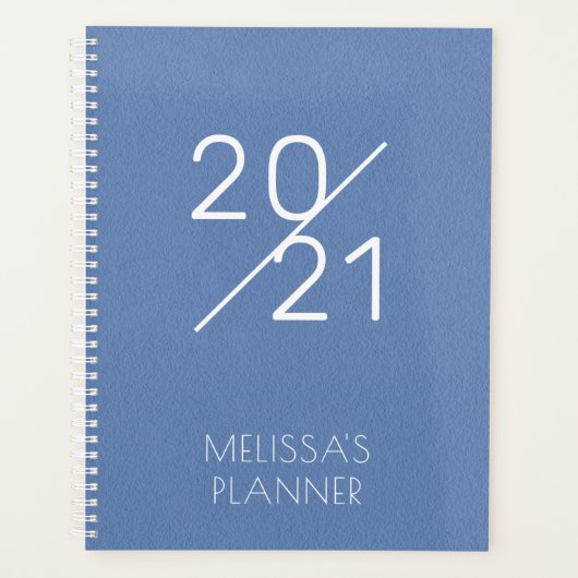 Modern 2021 Elegant Blue Personalized Name Planner (Voorkant)