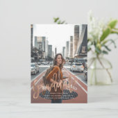 Modern, 2021, Roos Gold Graduation Aankondigingen (Staand voorkant)