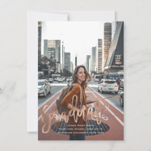 Modern, 2021, Roos Gold Graduation Aankondigingen (Voorkant)