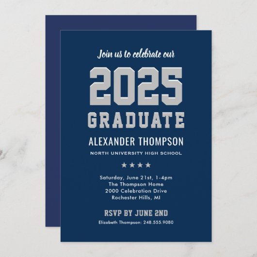 Modern 2022 Afstuderen de marinepartij Graduation Kaart (Voorkant / Achterkant)