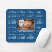 Modern 2022 Agenda Uw foto op Blauw Muismat (Met muis)