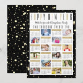 Modern 2022 - Calendar Black Gold 12 Photo Collage Feestdagenkaart (Voorkant / Achterkant)
