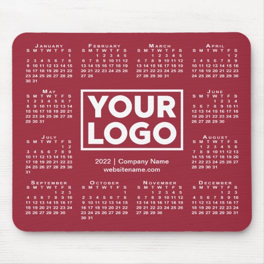 Modern 2022 Calendar Business Logo Burgundy Muismat (Voorkant)