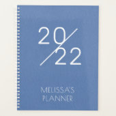 Modern 2022 Elegant Blue Personalized Name Planner (Voorkant)