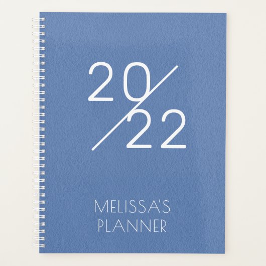 Modern 2022 Elegant Blue Personalized Name Planner (Voorkant)