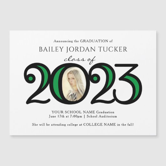 Modern 2022 Foto Green Afstuderen Magnet (Voorkant)