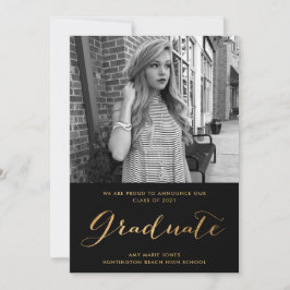 Modern 2022 Girl Afstuderen Foto aankondiging