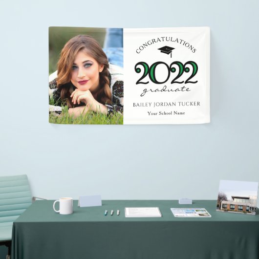 Modern 2022 Green Photo Afstuderen Spandoek (Beurs)