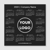 Modern 2022 Kalender Bedrijf Logo op Black Magnet (Voorkant)