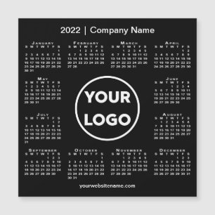 Modern 2022 Kalender Bedrijf Logo op Black Magnet