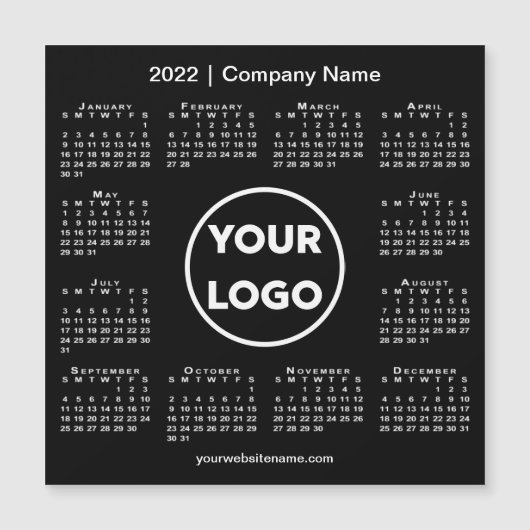Modern 2022 Kalender Bedrijf Logo op Black Magnet (Voorkant)