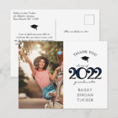 Modern 2022 Navy Blue Photo Afstuderen Hartelijk d Briefkaart (Voorkant / Achterkant)