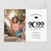 Modern 2022 Navy Blue Photo Afstuderen Hartelijk d Briefkaart (Voorkant)