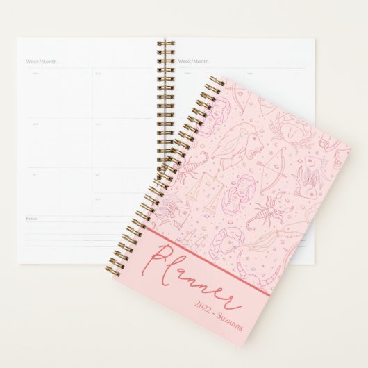 Modern 2022 Script Blush Pink Astrology Planner (Display)