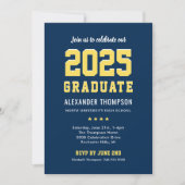 Modern 2023 Afstuderen de Navy Yellow Graduation P Kaart (Voorkant)