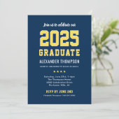 Modern 2023 Afstuderen de Navy Yellow Graduation P Kaart (Staand voorkant)
